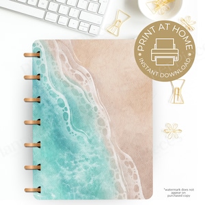 Beach Planner Cover Printable, Planner Cover for Happy Planner, Erin Condren Cover, Happy Planner Cover, Printable Cover, Notebook Cover