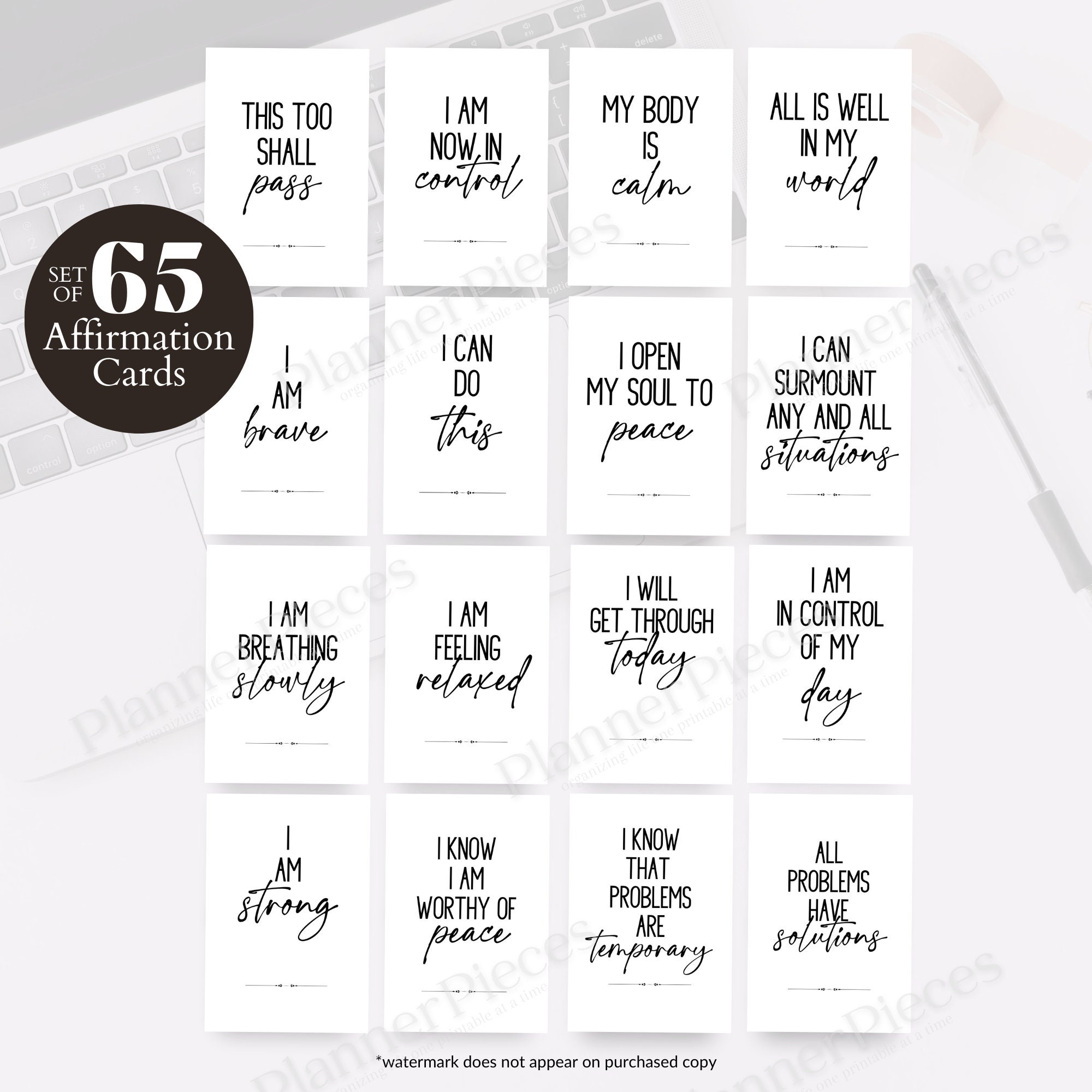 65 Printable Affirmation Cards: Anxiety & Mental Health Relief (PDF) - Etsy