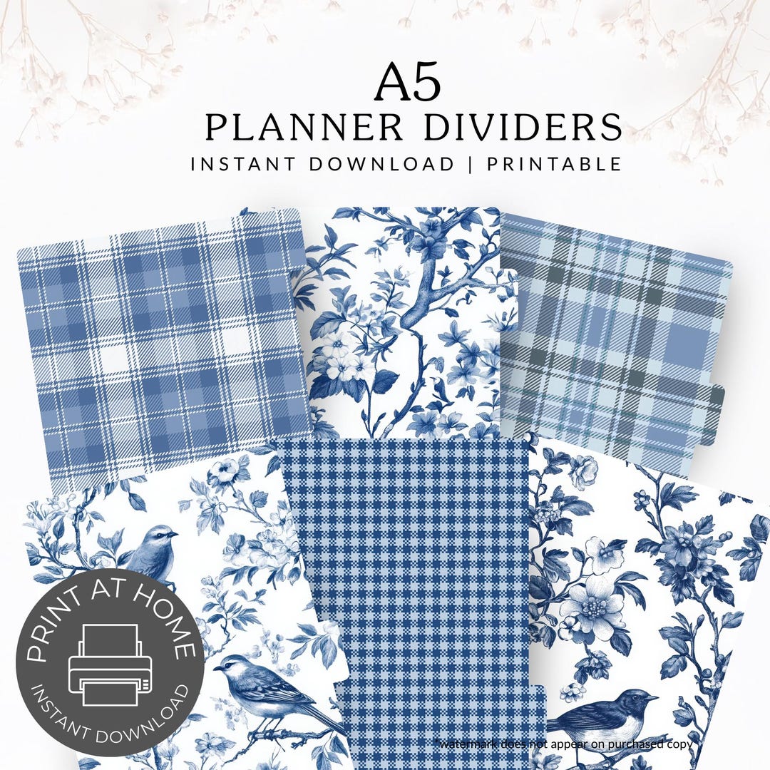 A5 Printable Planner Dividers | Elegant & Stylish Organization | Floral ...