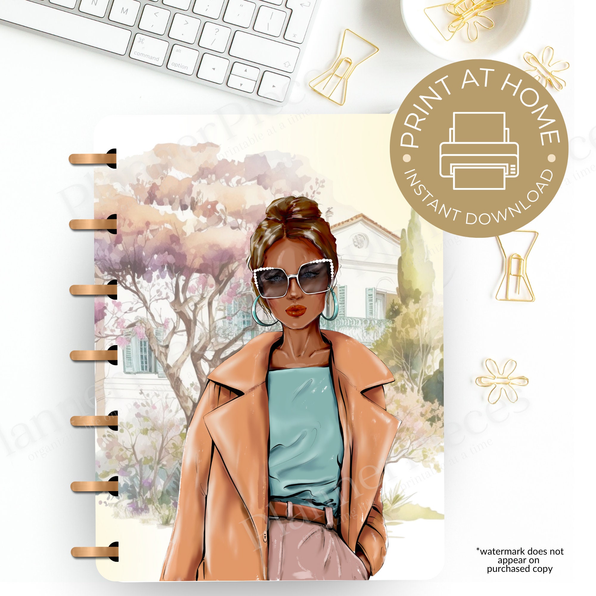 Fashion Girl Planner Cover Printable, Planner Cover for Happy Planner ...