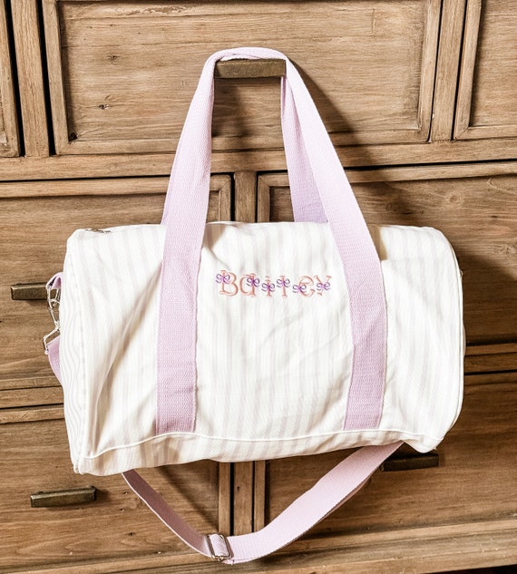 Monogrammed Children Bag Personalized Kids Overnight Bag Embroidered Duffle Custom Dance Bag Baby Bag Striped Bag Children s Gift Etsy