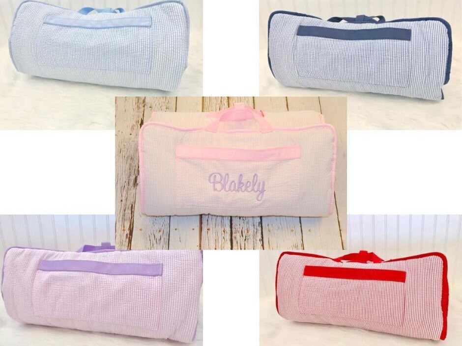 Personalized Seersucker Nap Mat Embroidered Preschool Kinder Etsy