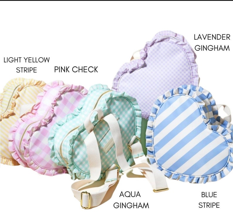 Personalized Ruffle Heart Backpack, Girls Embroidered Backpack, Nylon