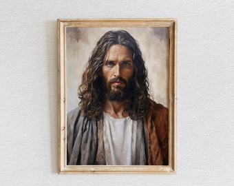 Ölgemälde von Jesus, Jesus Wandkunst, christliche Wandkunst, Jesus Malerei, druckbare Wandkunst, Jesus Druck, Bibel-Vers