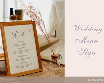 Wedding Menu Sign – Elegant Wedding Menu Sign – Minimal, Customizable, Instant Download – Canva Editable