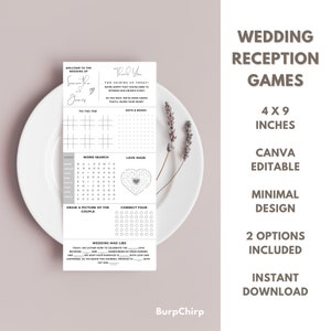 Hochzeit Tischspiele | Hochzeitsspiele für den Empfang - Canva Bearbeitbar, Sofort Download