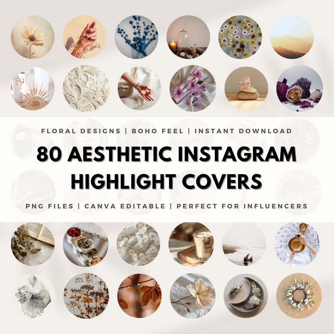 80 Boho Instagram Highlight Covers | Wellness and Beauty (PNG & Canva ...
