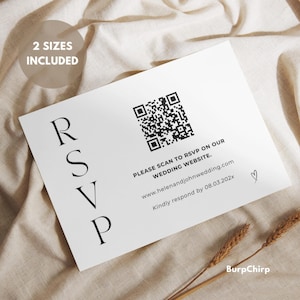 Antwortkarte mit QR-Code-Einsatz, digitale Antwortkarte - Minimal und Modern, Canva Editierbar