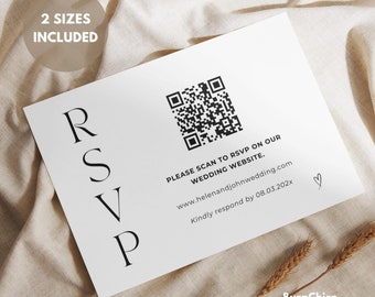QR Code RSVP Card Insert: Minimalist Wedding RSVP (Digital Download)