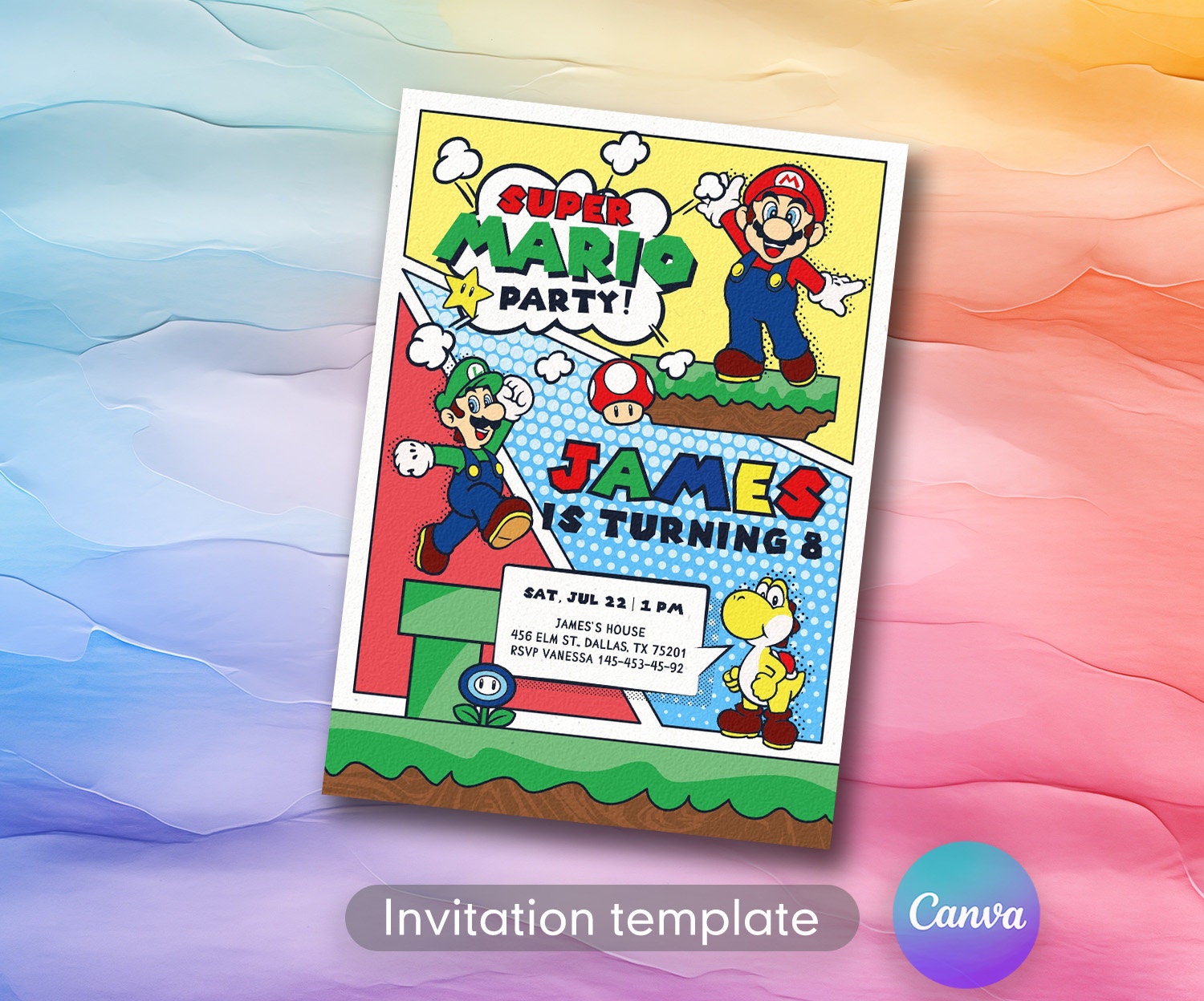 Printable Super Mario Invitation, Birthday Invite Boy Girl, Mario Bros ...