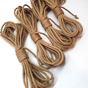 Shibari Jute Rope Set – 4x8m (4x26 ft) Natural Bondage Ropes, Soft and Ready for Rope Play & Kinbaku - Rope 0.24 in (6 mm)