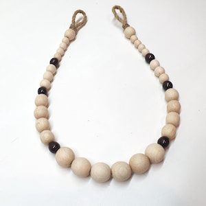 Wooden Bead Curtain Tieback – Natural & Brown Beaded Holdback
