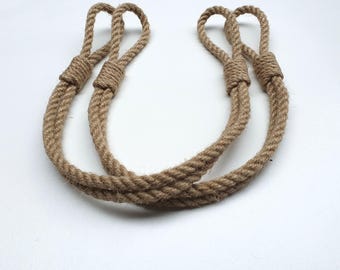 Curtain Tiebacks..Set of 2 Jute Curtain Ties - 60 cm (24&quot;) ..Rustic Style, Natural Decor..Curtain Holdbacks