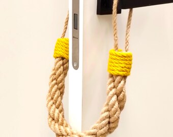Handmade Jute Rope Door Stopper: Rustic Home Decor with Yellow Accent