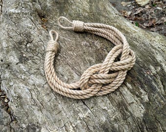 Tie Curtains..Window Decor..Curtain Design..Jute Rope Knot Carrick..Curtain Tieback Holdback