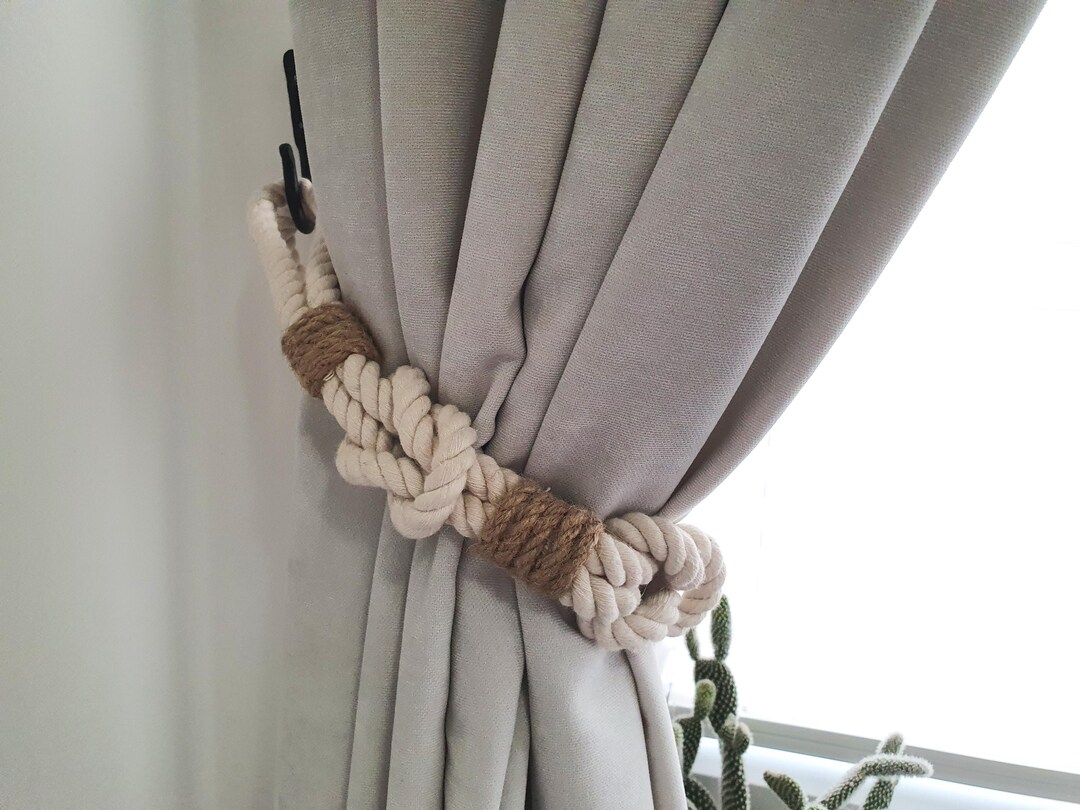 Coiled Rope Drapery Handmade Cotton Rope Curtain Tieback – Boho Jute Accent Window Decor - Etsy