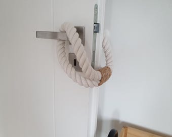 Natural White Rope Door Stopper, Handmade Door Draft Stopper with Jute Decor, Nautical Door Stopper, Rustic Boho Home Decor, Door Holder