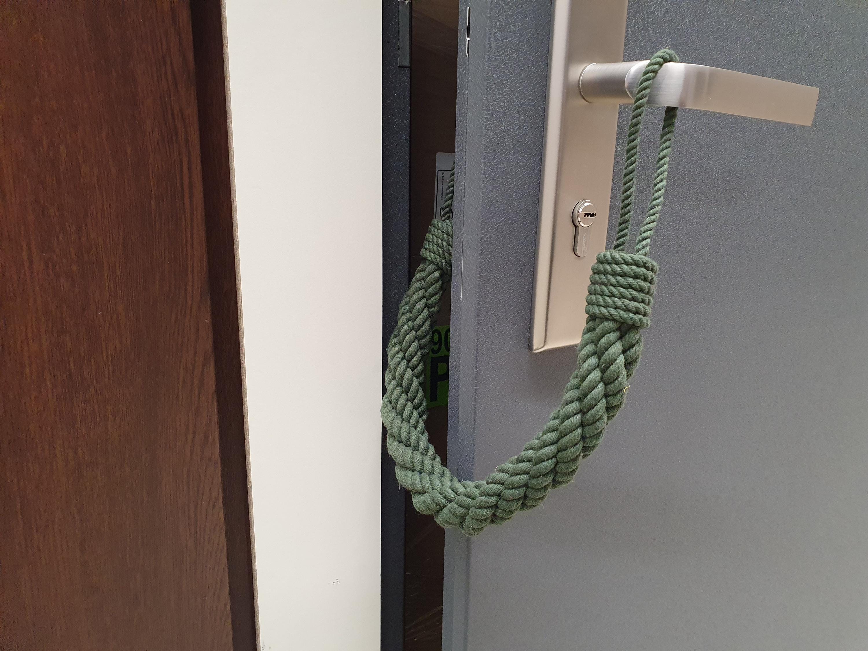Cotton Rope Door Stop: Green Woven Door Protection
