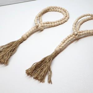 Set of 2 Curtain Ties with Wooden Beads and Jute Tassel .. Handmade..Curtain Holdbacks
