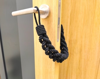 Batente de porta - Corda de algodão preta - Decoração de porta - Estilo boho - Proteção de porta