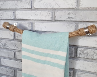 Handtuchhalter aus Seil – Juteseil. Badezimmer mit nautischem Dekor – Handtuchhalter.