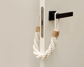 Handmade White Cotton Rope Door Stop: Minimalist Home Decor