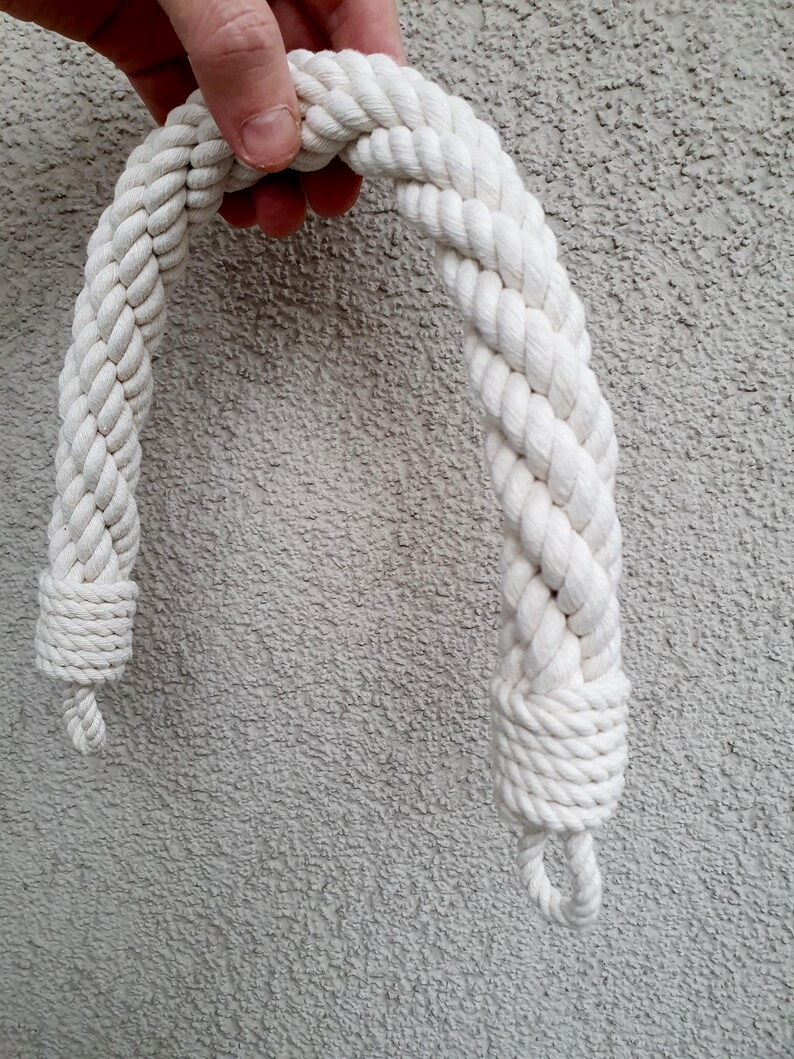 Small Rope Handles White Cotton Rope Bag Handles: 4-strand Twist, Handmade Straps - Etsy