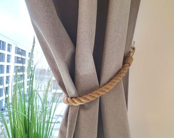 Prendedores de Cortina de Juta – Prendedores de Cortina de Corda Feitos à Mão, Decoração de Janela Ecológica e Natural, Comprimentos Personalizados