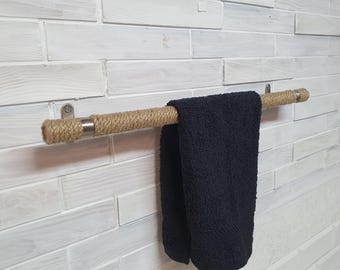 Jute Rope Towel Rack: Boho Bathroom & Kitchen Decor