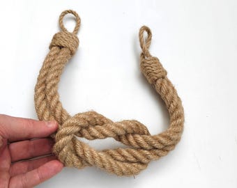 Amarração de cortina de juta feita à mão: corda com nó náutico (1,6 cm)