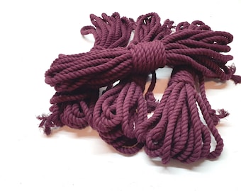 Conjunto de cordas Shibari Borgonha – 4 cordas de algodão para bondage de 8 m (26 pés) – Corda vermelha escura para a arte japonesa Kinbaku