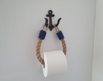 Nautical Toilet Paper Holder, Anchor Toilet Roll Holder, Jute Rope Bathroom Decor, Coastal Toilet Paper Rack, Rustic Maritime Wall Decor