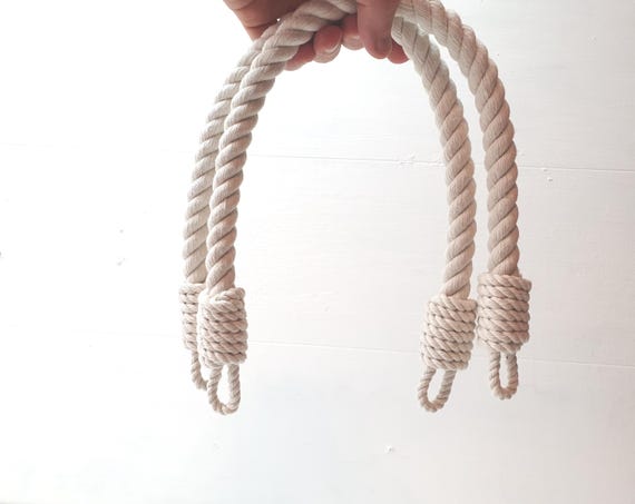 Cotton Rope Bag Handles: Handmade White Straps, 0.6" Diameter