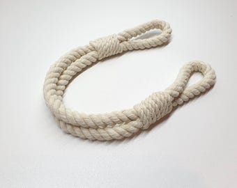 Handmade White Cotton Rope Curtain Tiebacks: Natural Minimalist Decor (Set of 2)