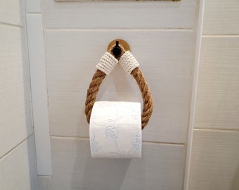 Toilet Paper Holder - Jute Rope Decor. Paper Storage. Paper Towel Holder-Bath Accessories. No drilling required. Fastening on sticky tape