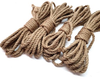 Kit de corda Shibari - Corda de juta natural para bondage, 0,27 pol. (7 mm) - Amaciada e acondicionada - Corda Kinbaku para arte em corda japonesa - Conjunto de 4 peças de 26 pés