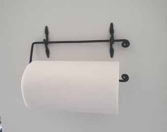 Black Metal Paper Towel Holder, Handmade Roll Holder, Rustic Wall Mount Towel Rack, Farmhouse Kitchen Decor, Industrial Paper Towel Rack