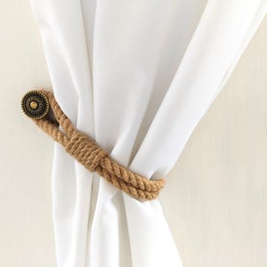 Tie For Curtains..Handmade Jute Curtain Holdback - Natural Rope Tieback for Rustic Home Decor