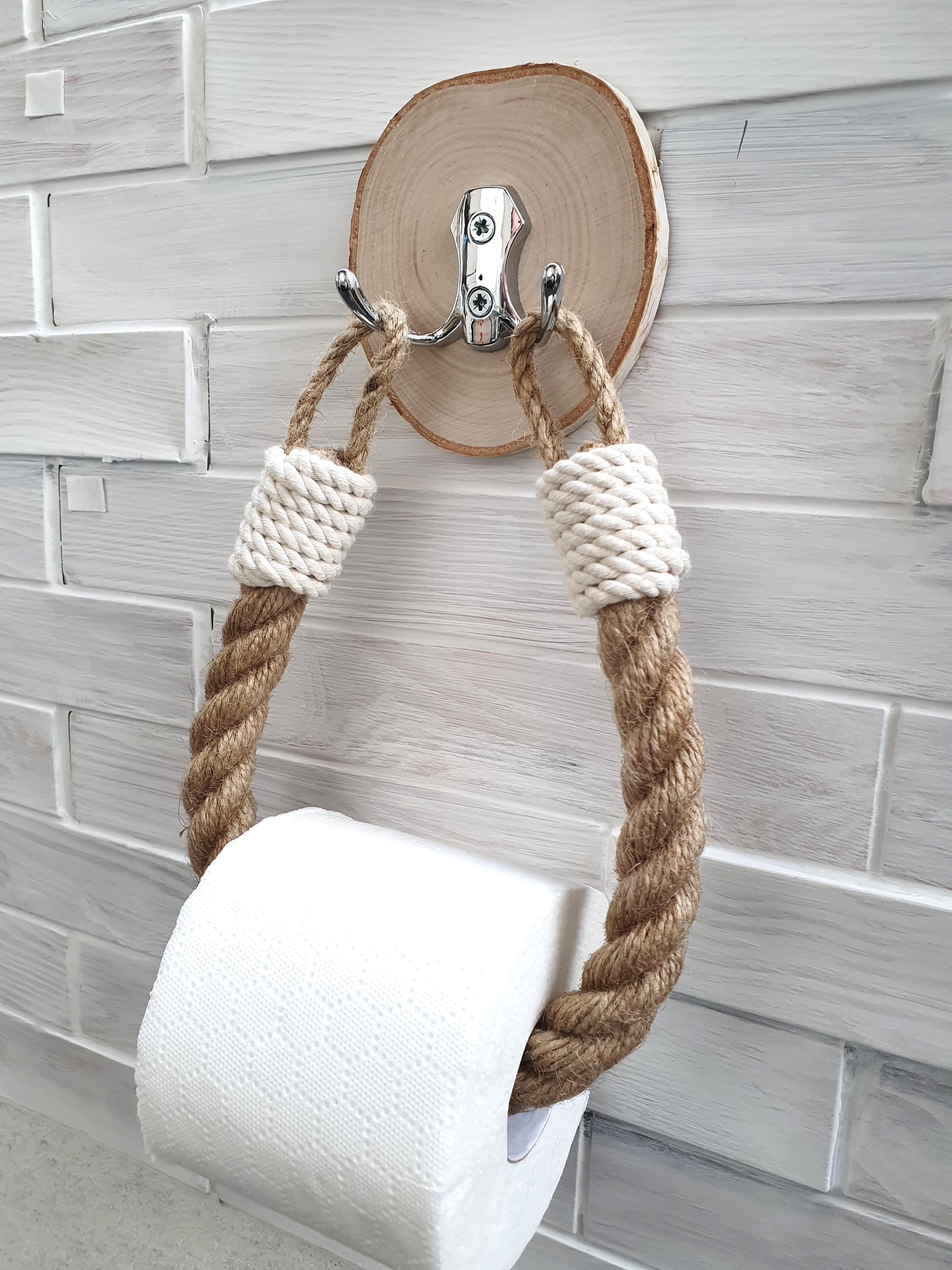 SUZEYEN Toilettenpapierhalter Aus Jute – Wandmontiert, Rustikal, Mit Handtuchfunktion, 50 Cm Lang