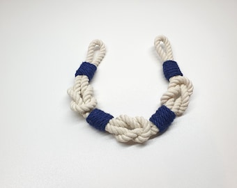 Conjunto de 2 amarrações de cortina | Cordão de algodão Nautical Knots com envoltório azul-marinho..Prendedores de cortina