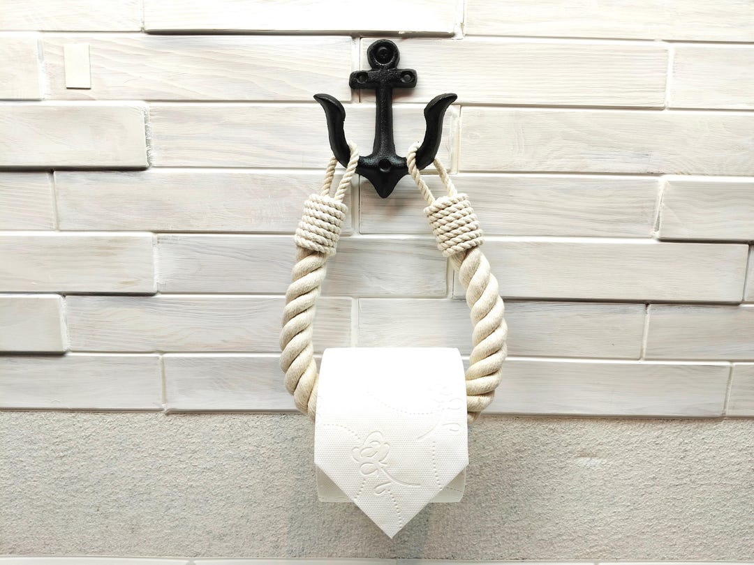 Nautical Cotton Rope Toilet Paper Holder - Bathroom Towel Hook - Etsy