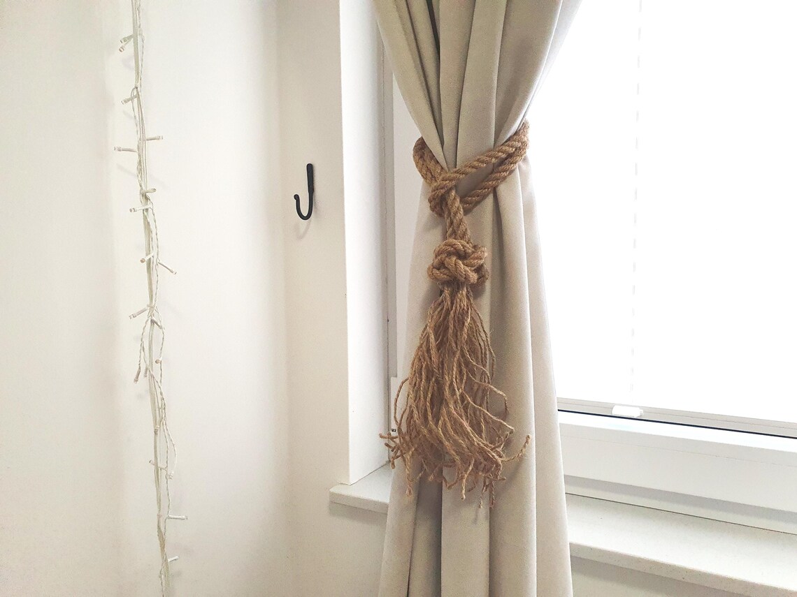 Handmade Jute Rope Curtain Tiebacks – Rustic Farmhouse Curtain ...