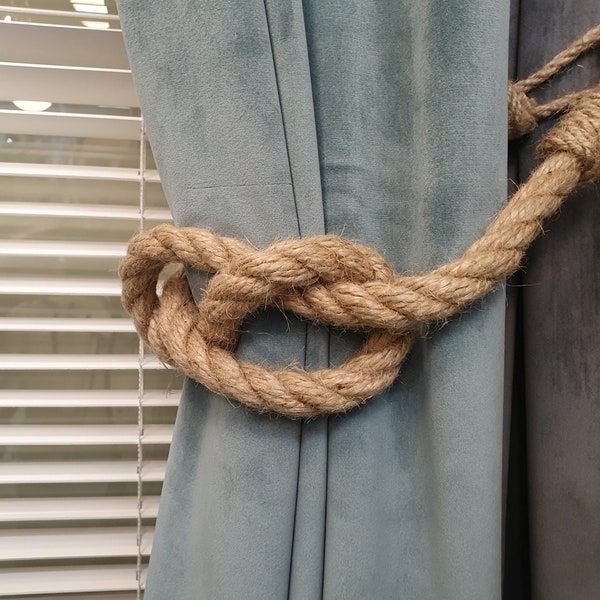 Jute Rope Curtain Tie-backs - Holdback Curtain TieBack - Decor Curtains Jute  Rope - Nautical Decor