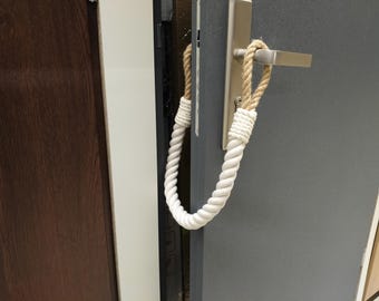 White Cotton Rope Door Stopper – Natural Jute Loops, Rustic Coastal Decor