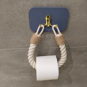 Paper Holder - Rustic White Cotton toilet paper holder with wooden base - pastel "Vintage Violet" - handmade - eco-style