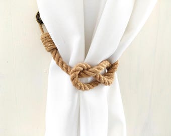 Curtain tieback..curtain holder..Handmade Jute Curtain Holdback – Nautical Knot Tieback