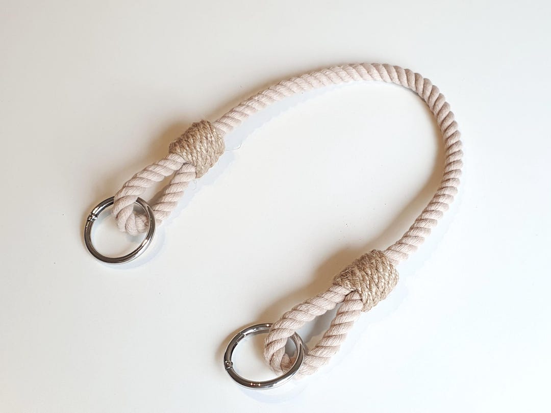 Beige Rope Bag Handles With Metal Rings – Handmade Replacement Straps ...