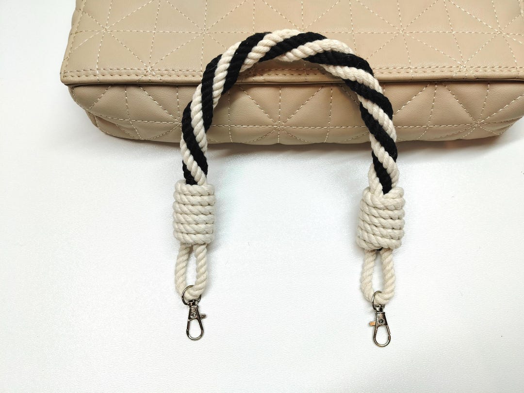 Black & White Cotton Rope Bag Handles: Metal Locks, DIY Straps - Etsy