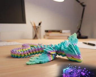 Smok do druku 3D: przegubowe skrzydła i giętki ogon – bez podpór