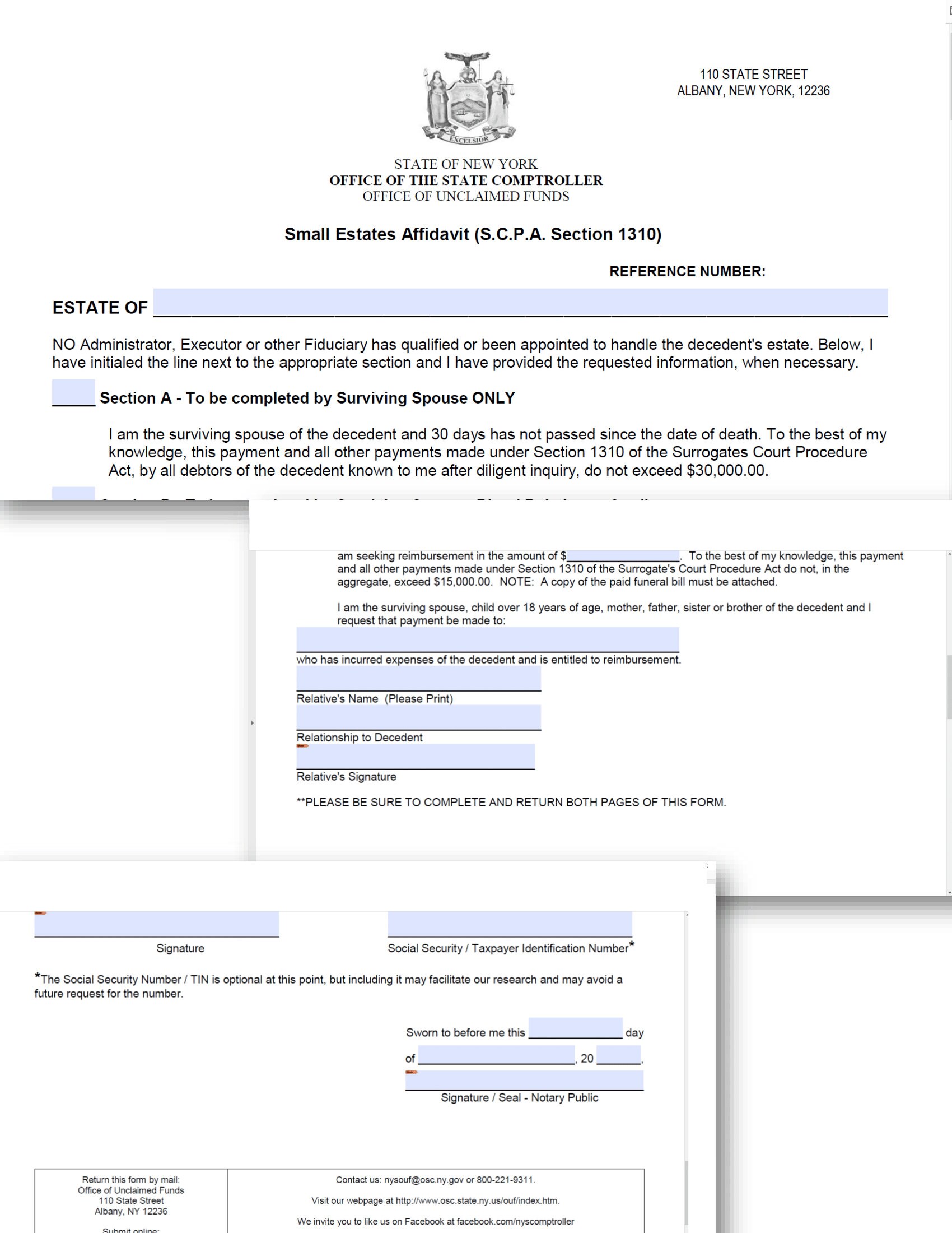 State of New York Small Estate Affidavit Digital Download Etsy